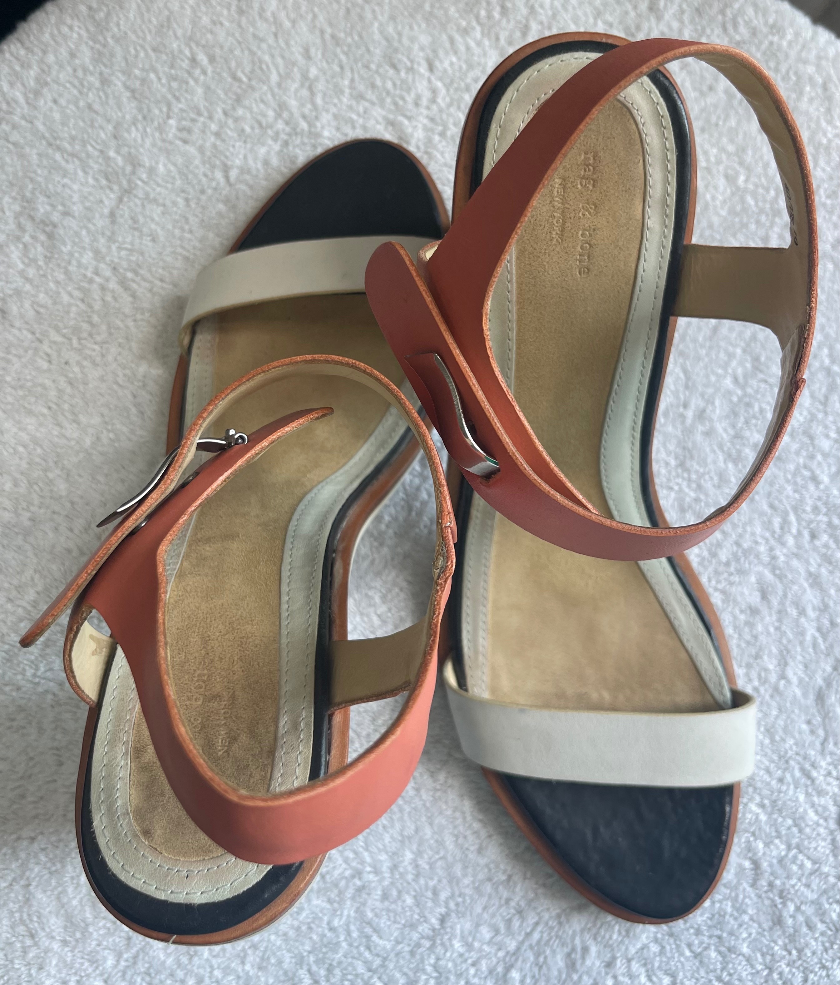 Rag & Bone Colourblock Leather Ankle Strap Block Heels - photo 3