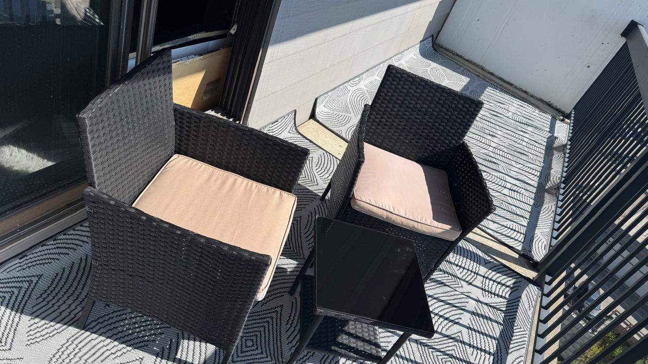 Black Wicker Patio Set - 2 Chairs & Side Table