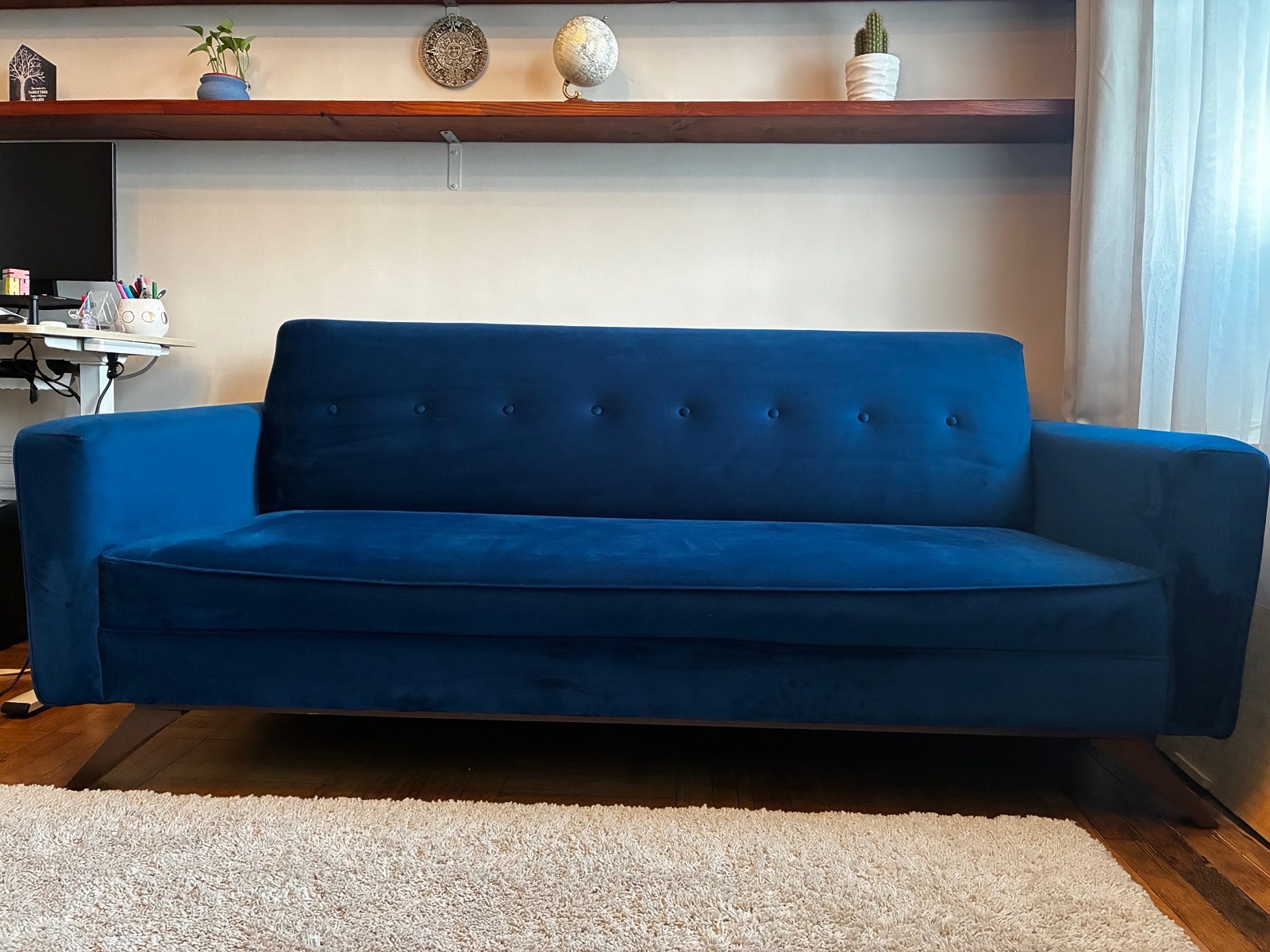 Joybird Roddy Blue Velvet Loveseat - photo 2