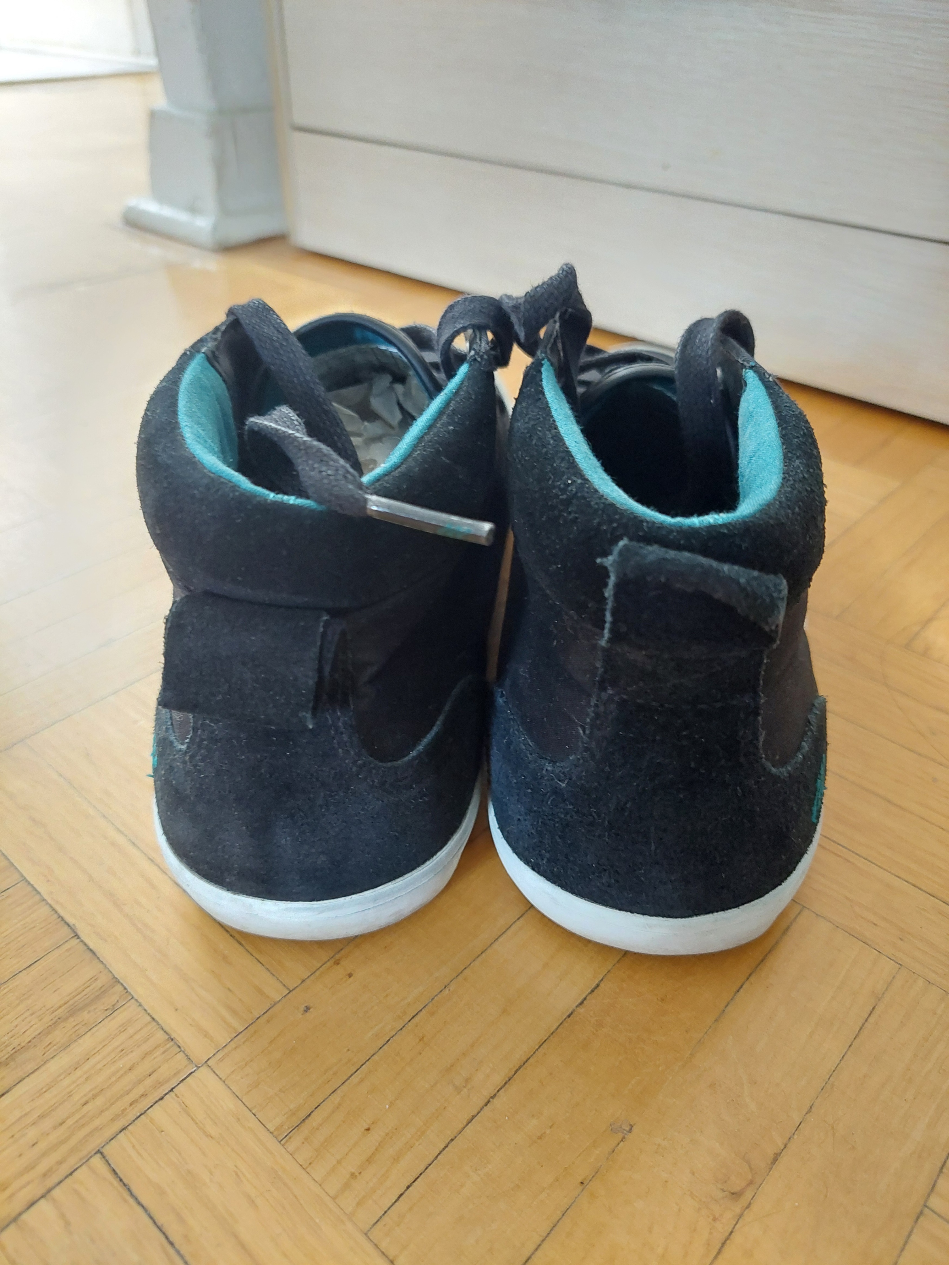 Men's Black Suede Sneakers Teal Boxfresh Mid-Top Stern BCH Shoes - photo 5