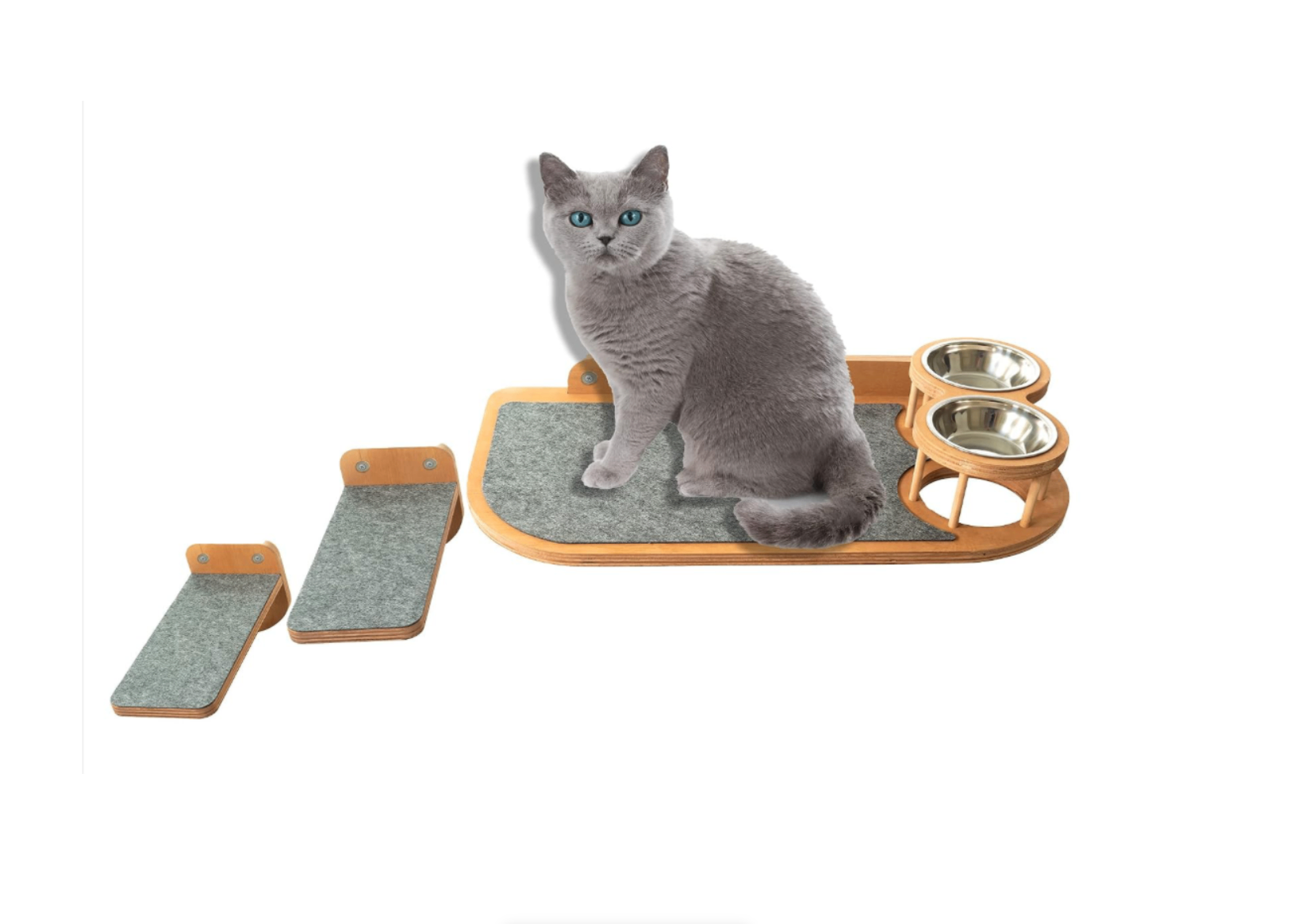 New Floating Cat Stairs and Cat Feeder with Bowls - Stellken