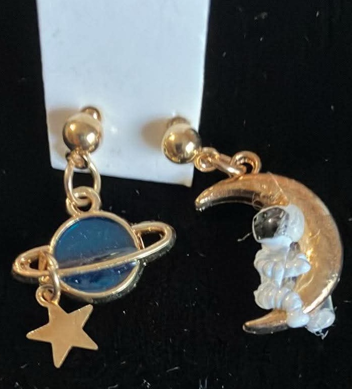 Earrings Saturn, Astronaut and Moon (New)