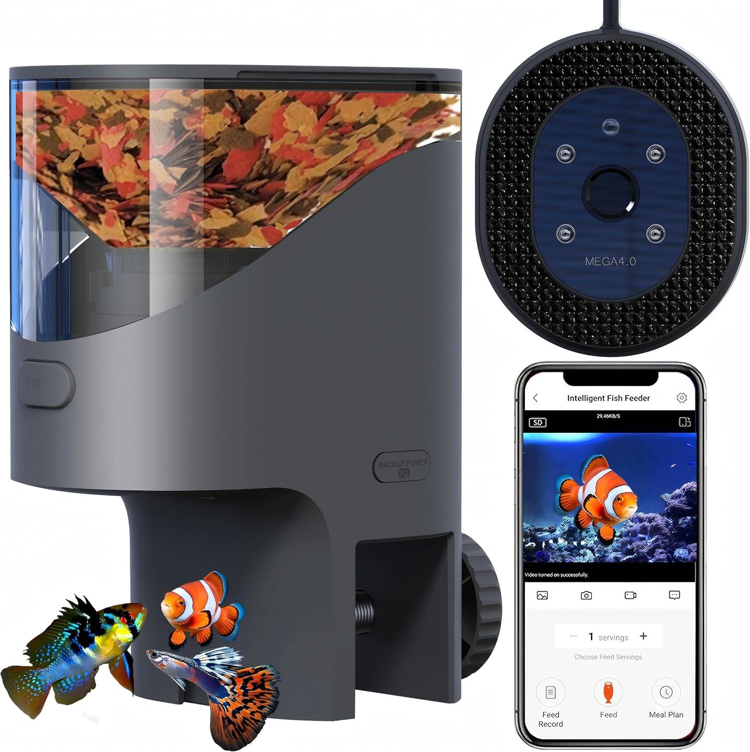Smart WiFi Automatic Fish Feeder with 2.5K HD Camera and App - photo 3