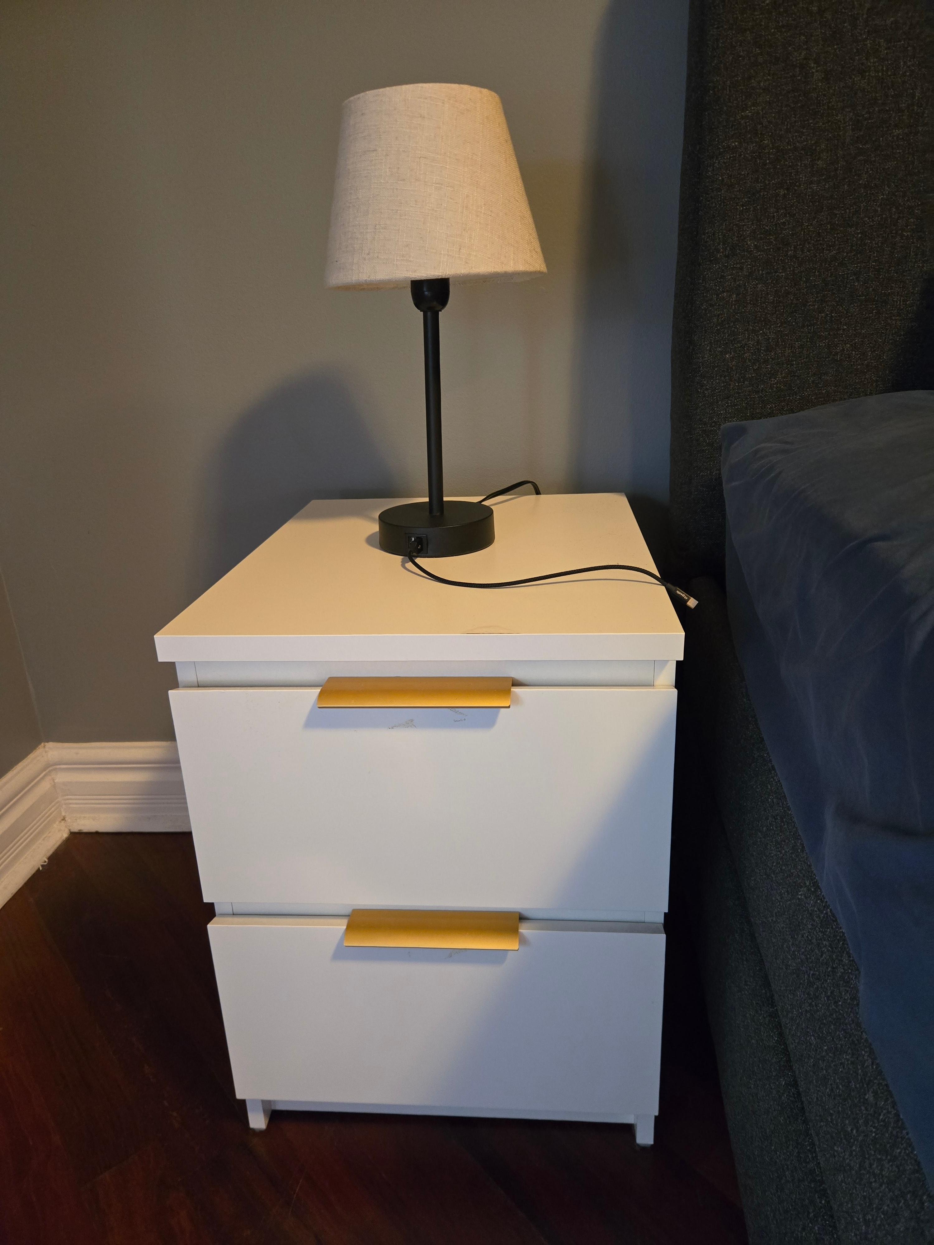 IKEA MALM Nightstands, Set of 2 (Custom Gold Pulls) - photo 2
