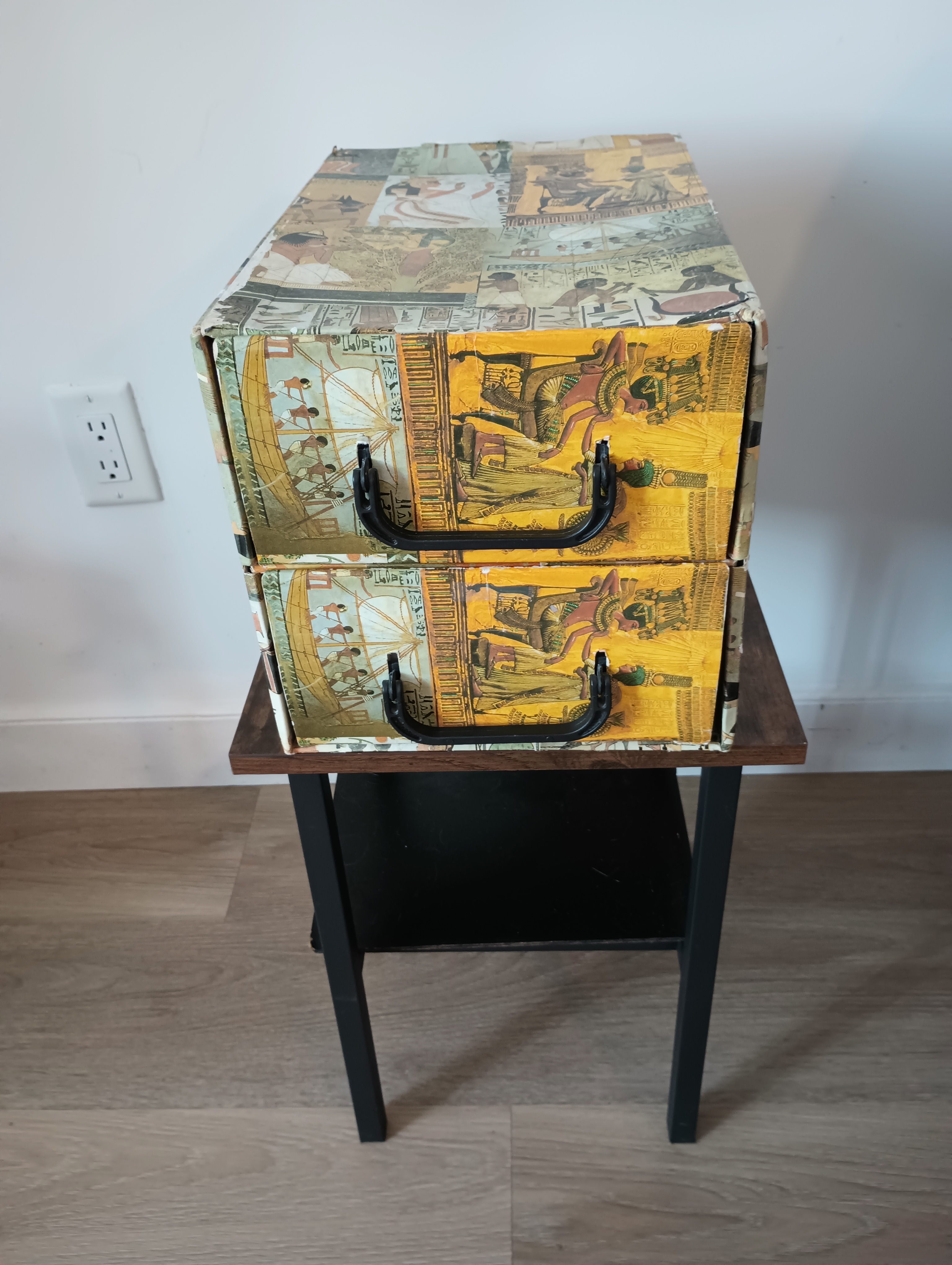 Decorative Storage Cardboard Chest with Egyptian Motif