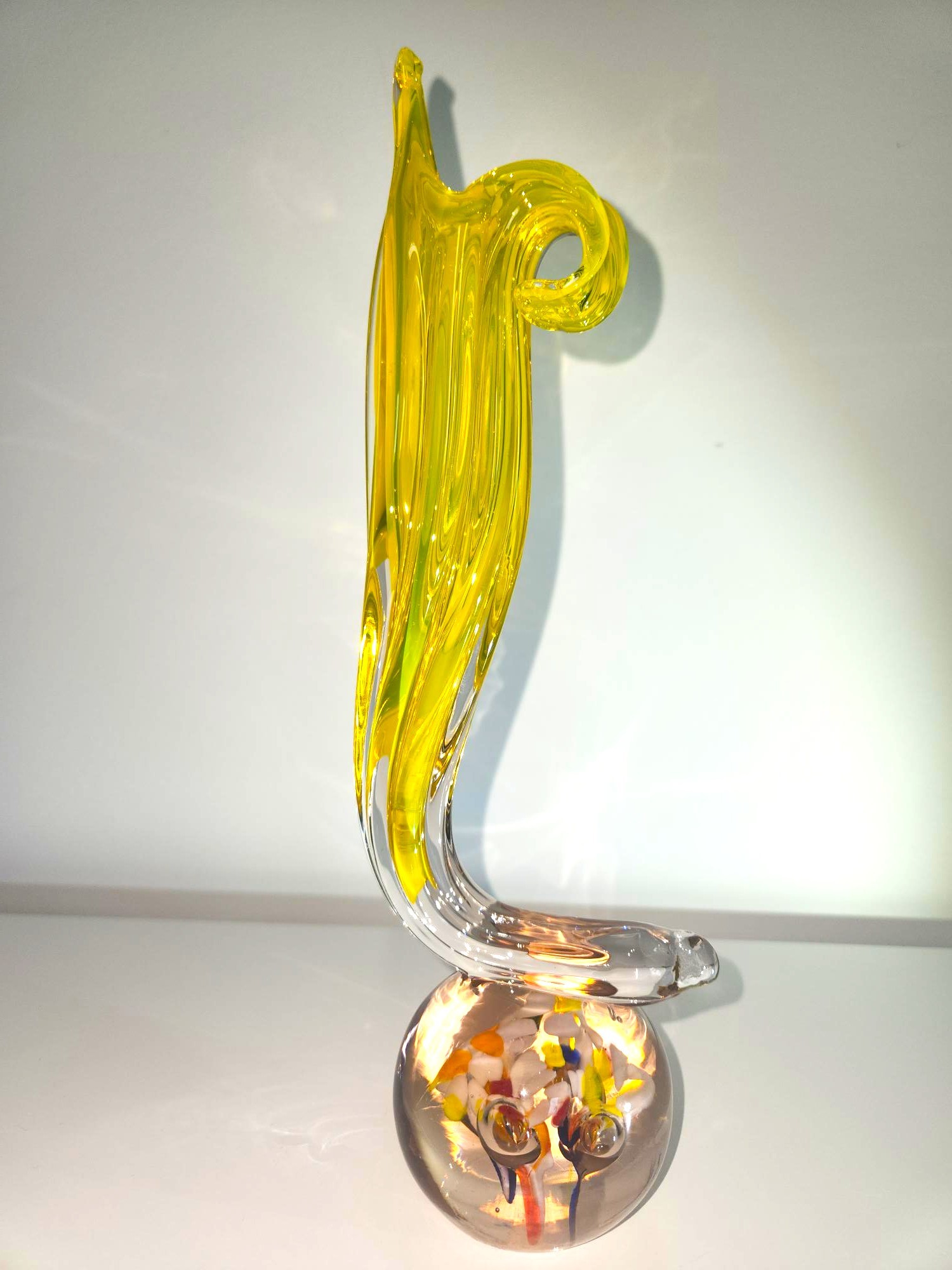 Vintage Art Glass Vase, Spiraling Abstract & Controlled Bubbles