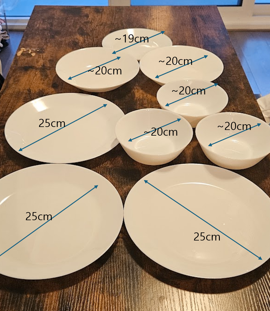 Tempered-glass-based, Plates & Bowls (9 in total)
