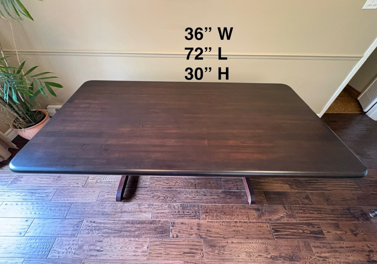 Dark Brown Wood Dining Table and Bench - photo 5