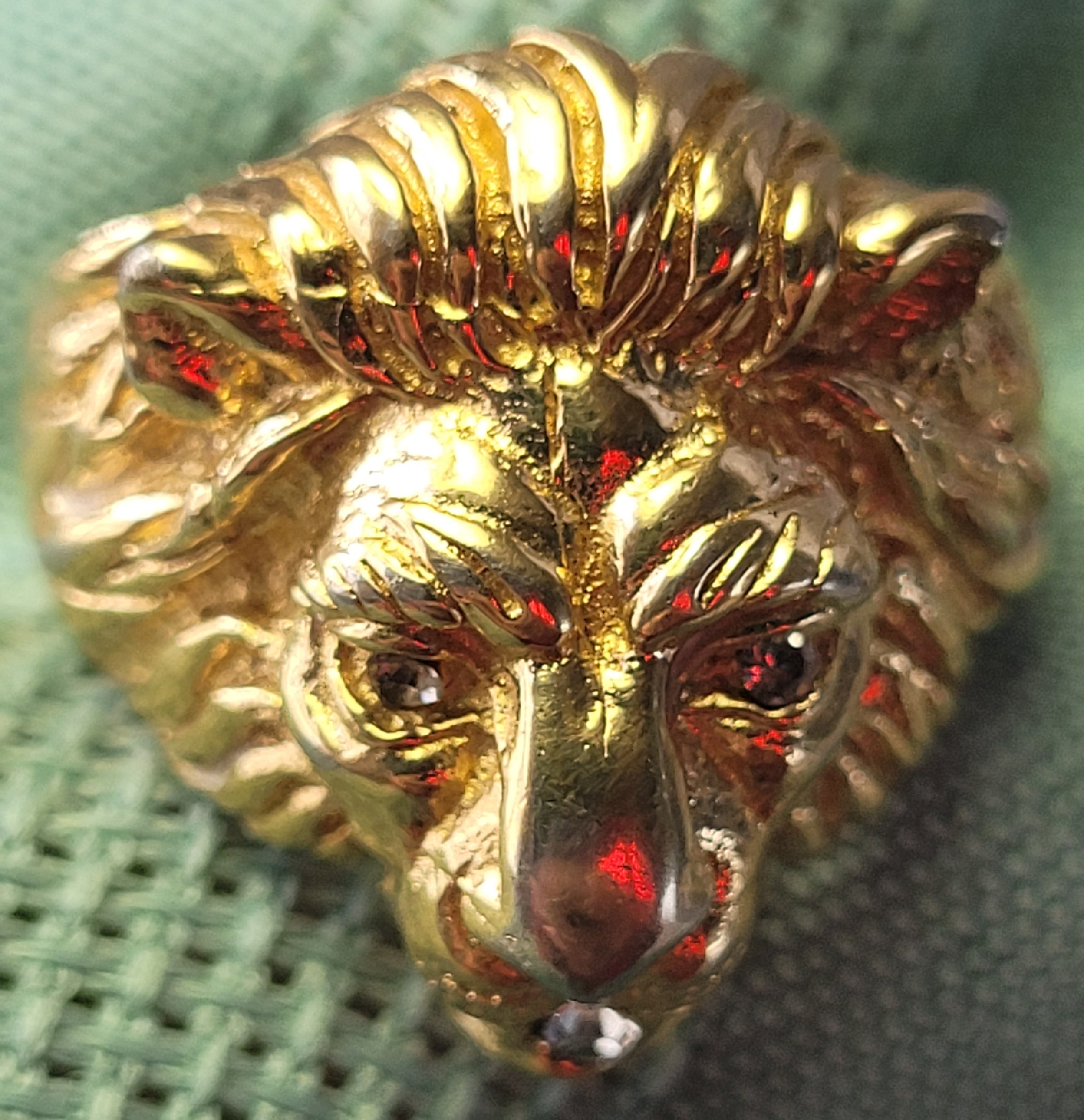 Vintage 1980s Gold Toned Lion Head Ring Size 8 Statement Leo