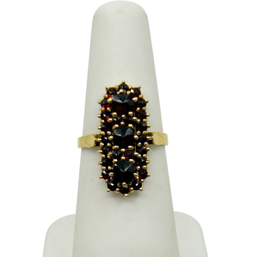 Vintage Gold over 900 silver bohemian rose cut garnet ring - photo 3