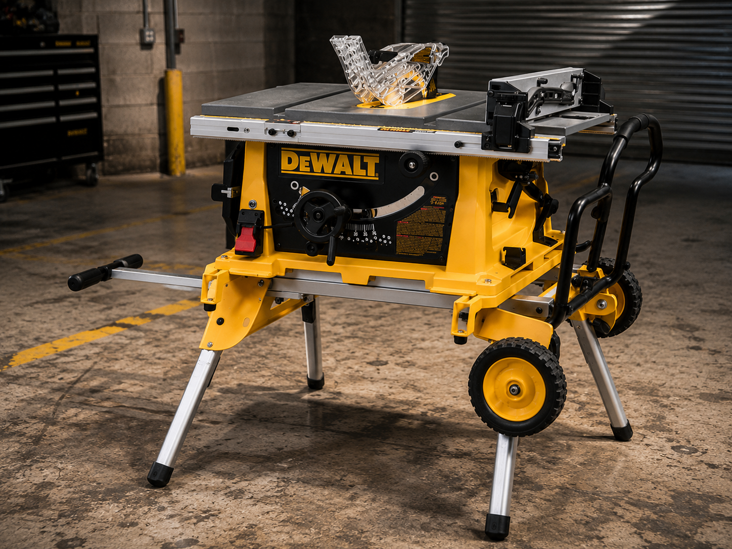 DEWALT DW744 10" Contractor Table Saw & Heavy-Duty Rolling Stand