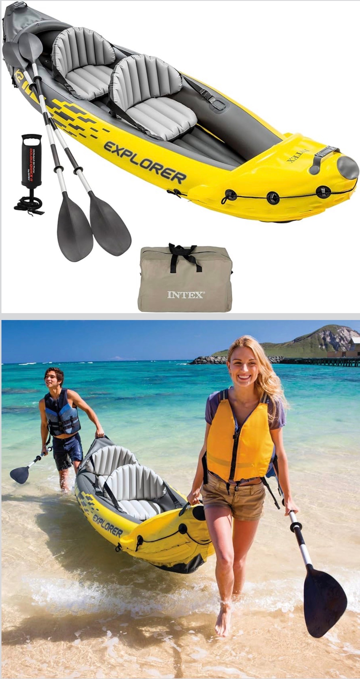 Canoe Kayak Boat Explorer K2 Pour Deux Personnes avec Rames+Pomp