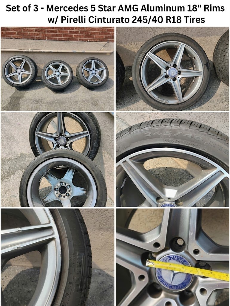 Set of 3 - Mercedes 5 Star AMG Aluminum 18" Rims