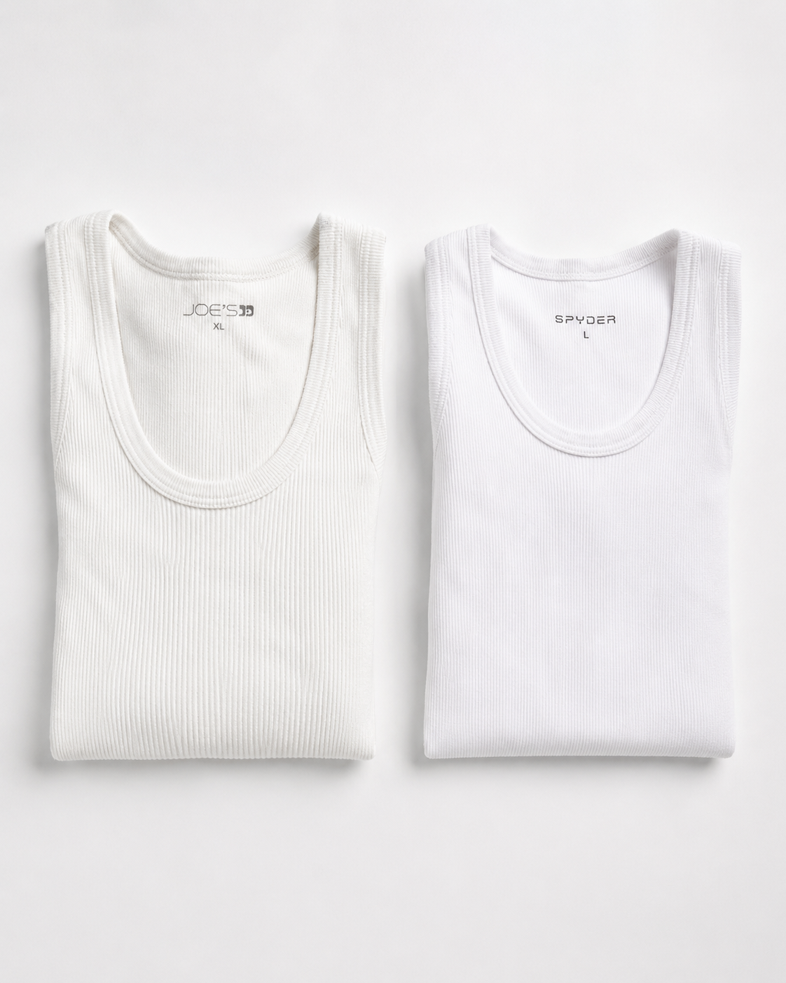 2 White Ribbed Tank Tops – Joe’s XL + Spyder L