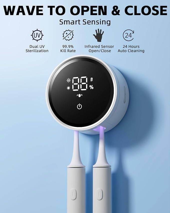 Smart UV Toothbrush Sanitizer & Holder – Motion Sensor