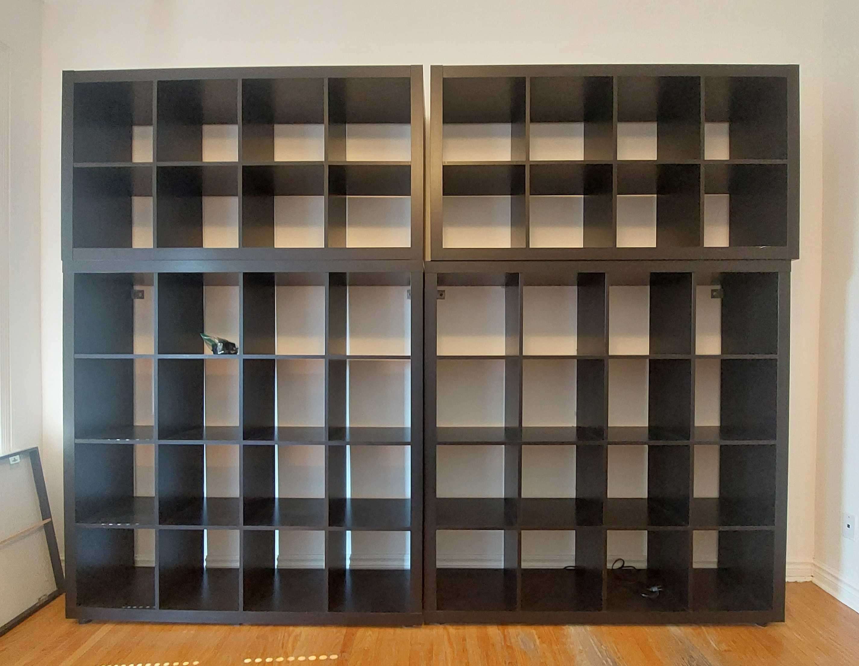 black Ikea Kallax shelving