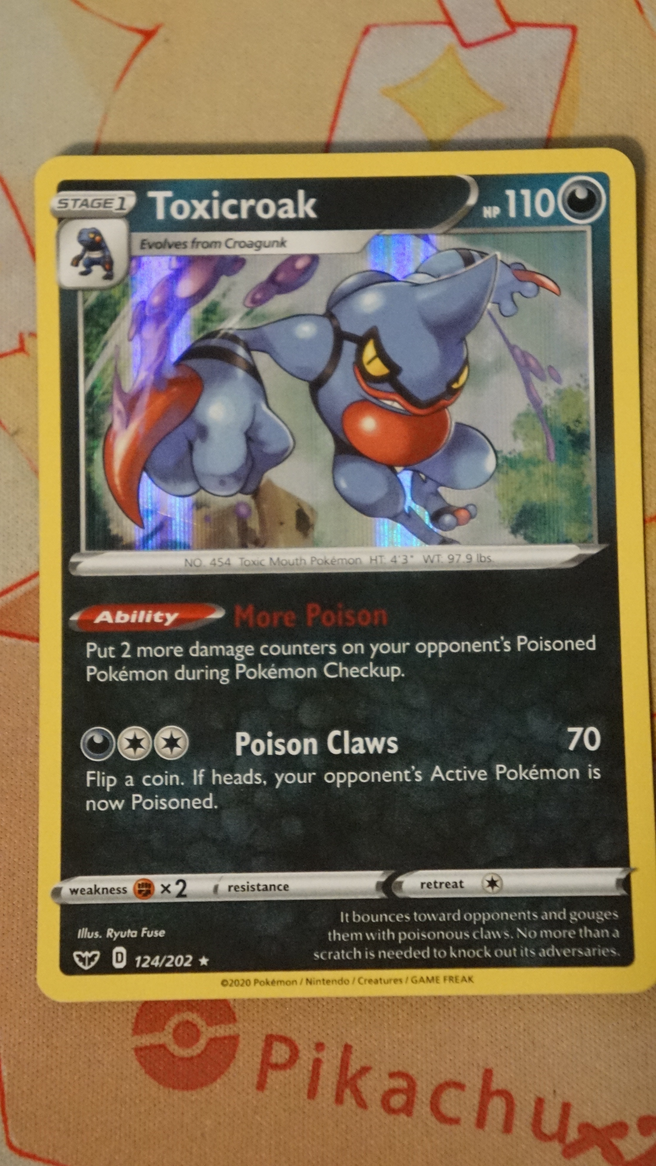 Pokemon Toxicroak 124/202 Sword & Shield Base Holo LP - photo 3