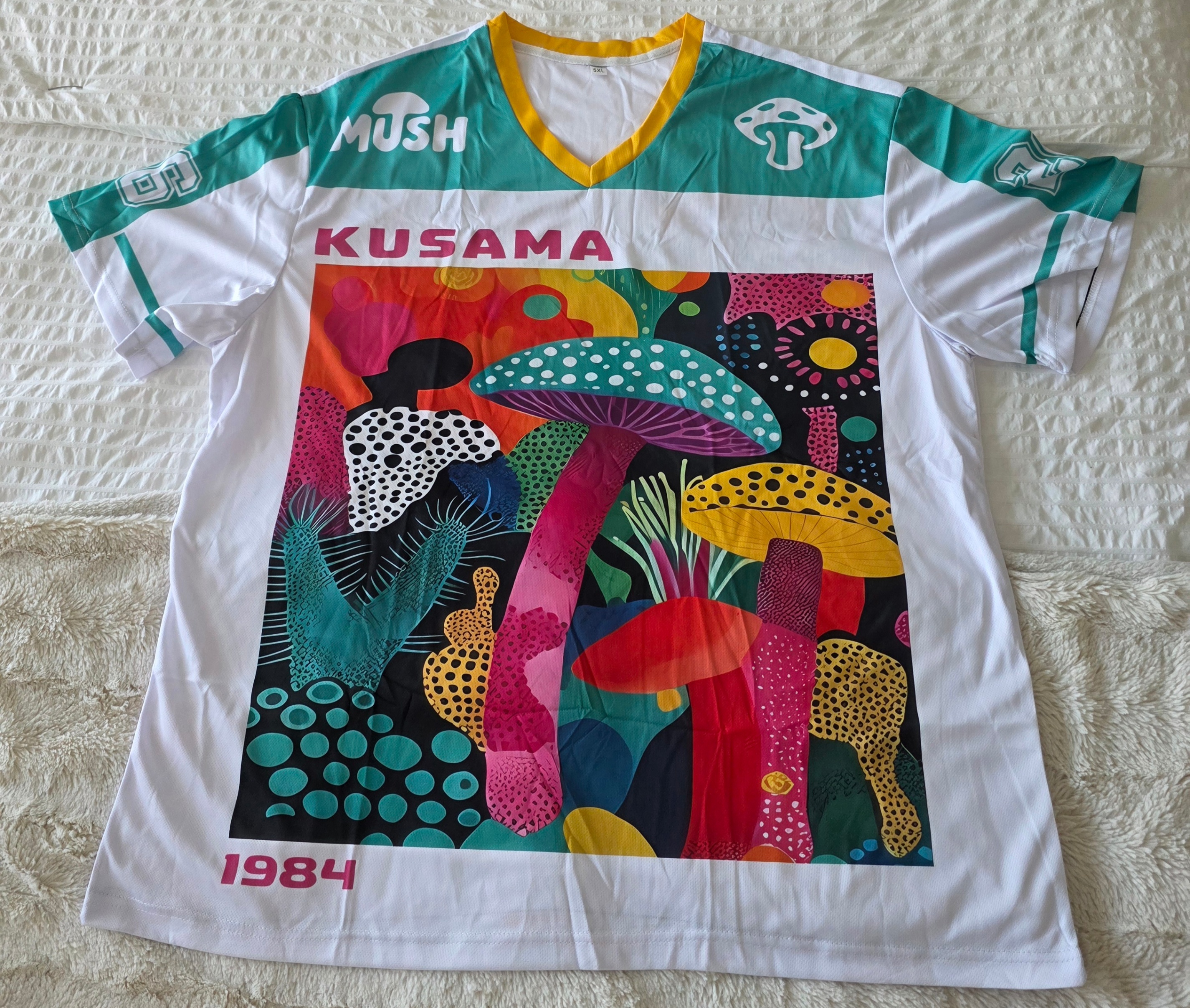 "KUSAMA"- 1984 Mushroom Printed Oversized Mesh Jersey-Unisex 2XL