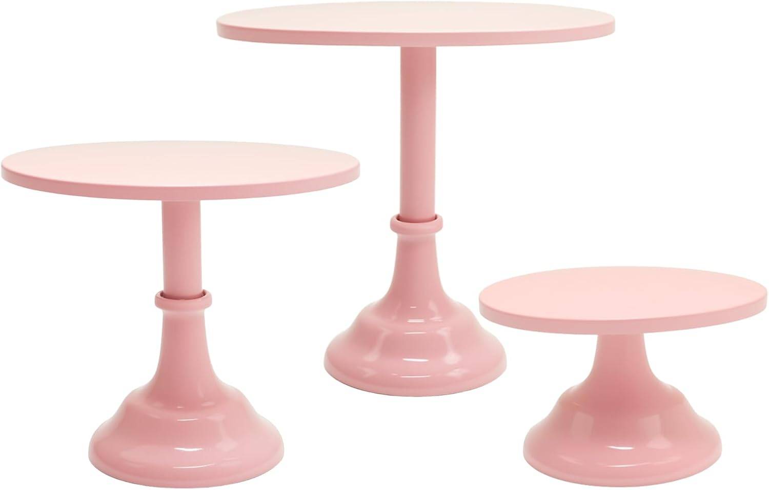 VIKKSAER 3 PCS Pink Cake Stand Set, 8/10/12 Inch
