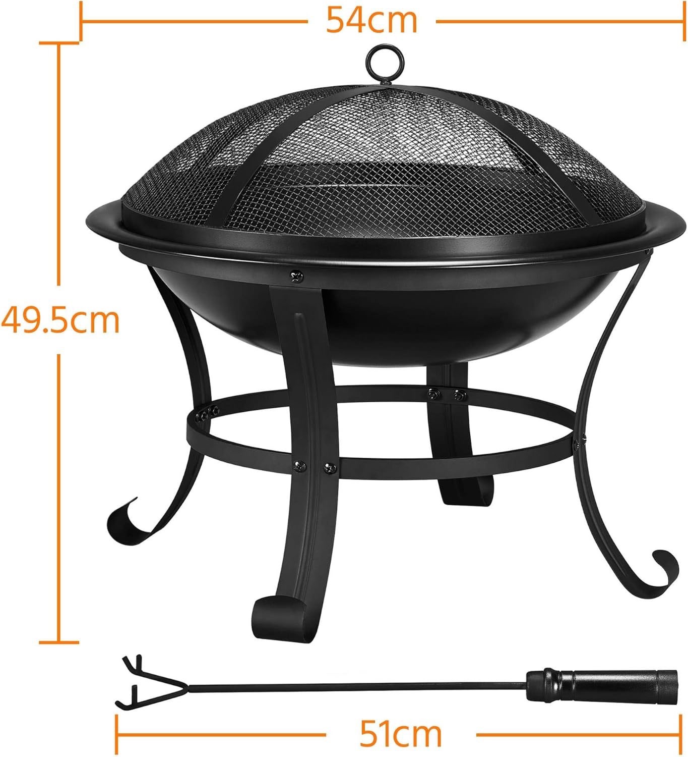 22inch Outdoor Fire Pit Steel Round Mesh Screen - photo 2