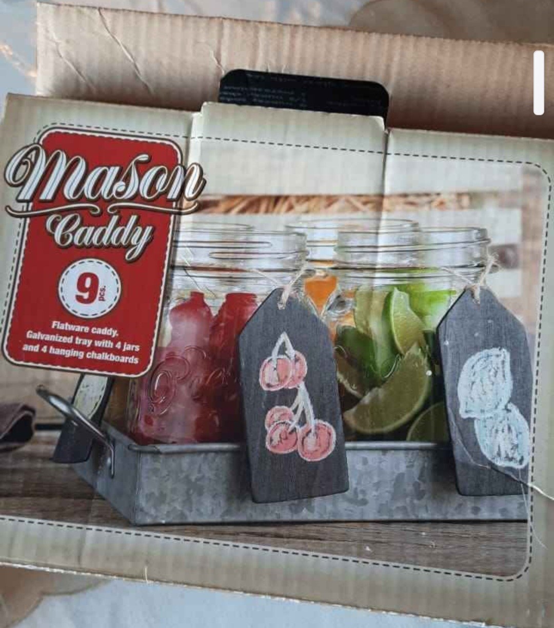 Mason Caddy Flatware Tray with 4 Jars and 4 hanging chalkboards - photo 2