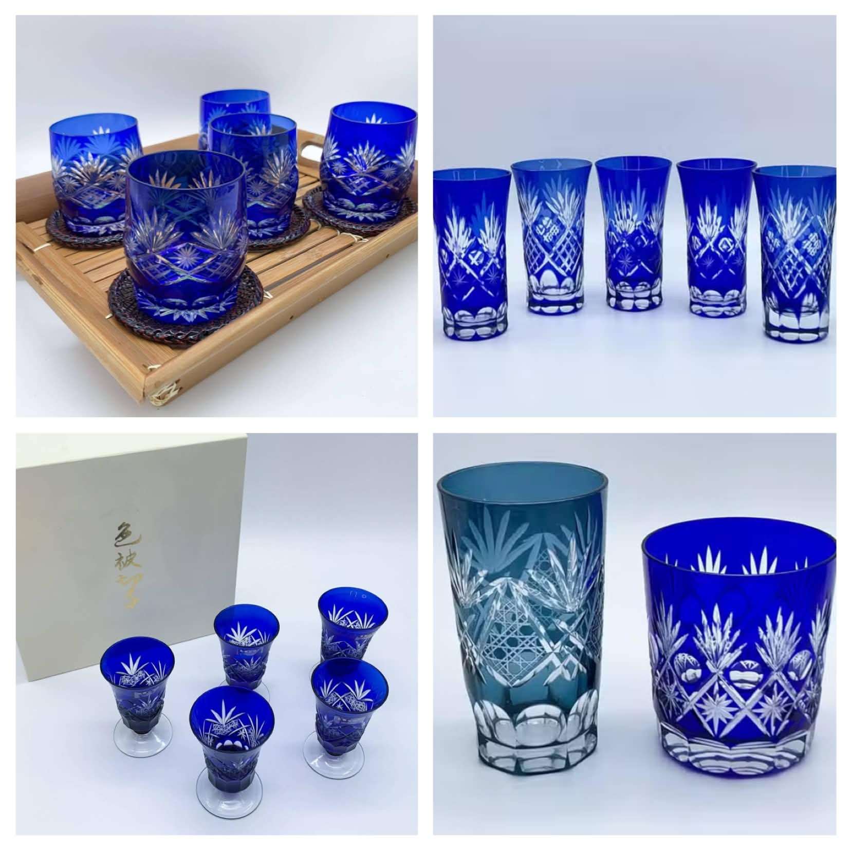 Japanese Edo Kiriko Hand Cut Crystal Glasses