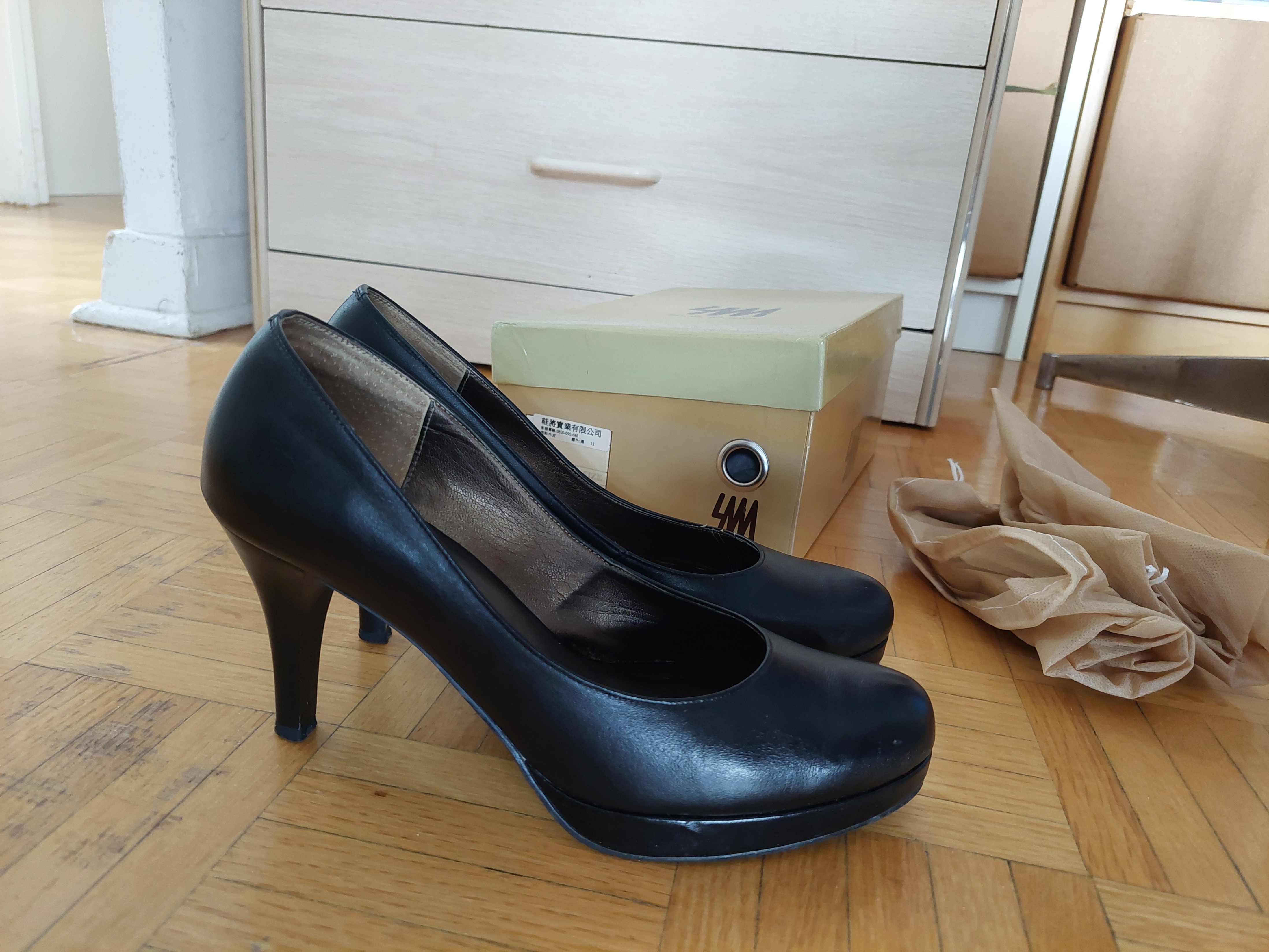 Genuine Leather Heels Classic Black Shoes Platform - photo 2