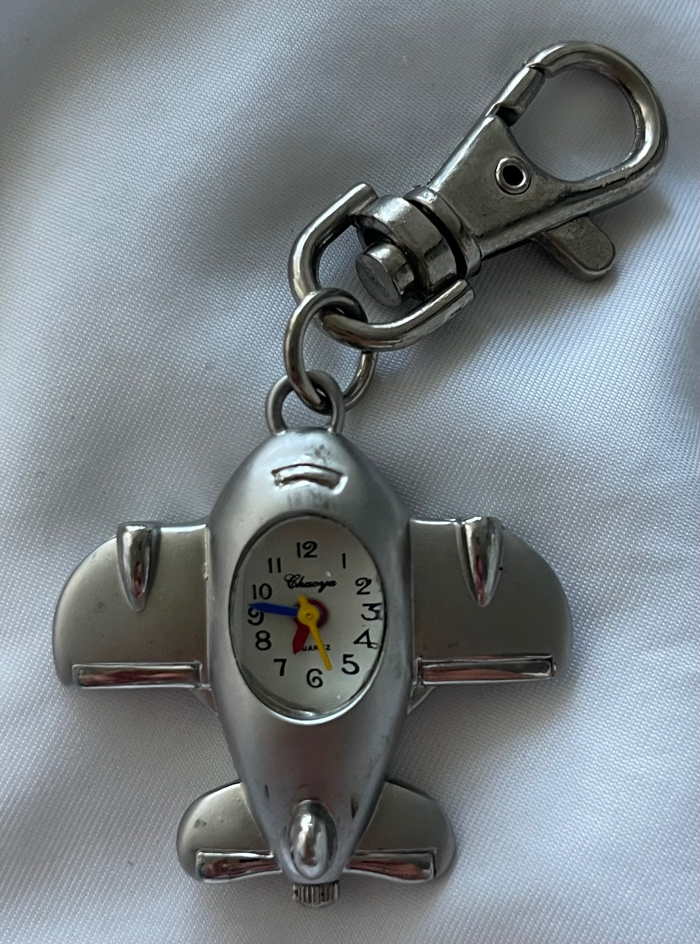 Vintage Chaoya Airplane Keychain FOB Watch (Needs Battery)