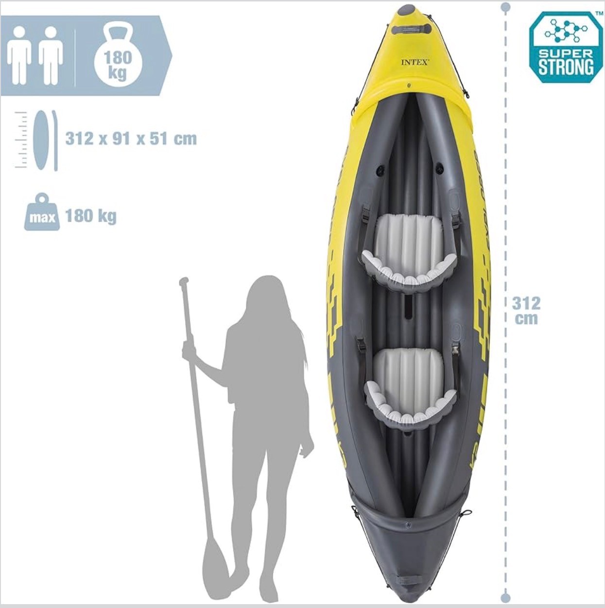 Canoe Kayak Boat Explorer K2 Pour Deux Personnes avec Rames+Pomp - photo 2