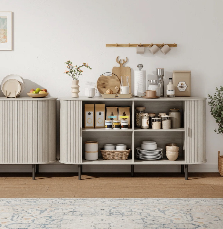Curved Wood Buffet Cabinet with Slatted Doors - New in box - photo 3
