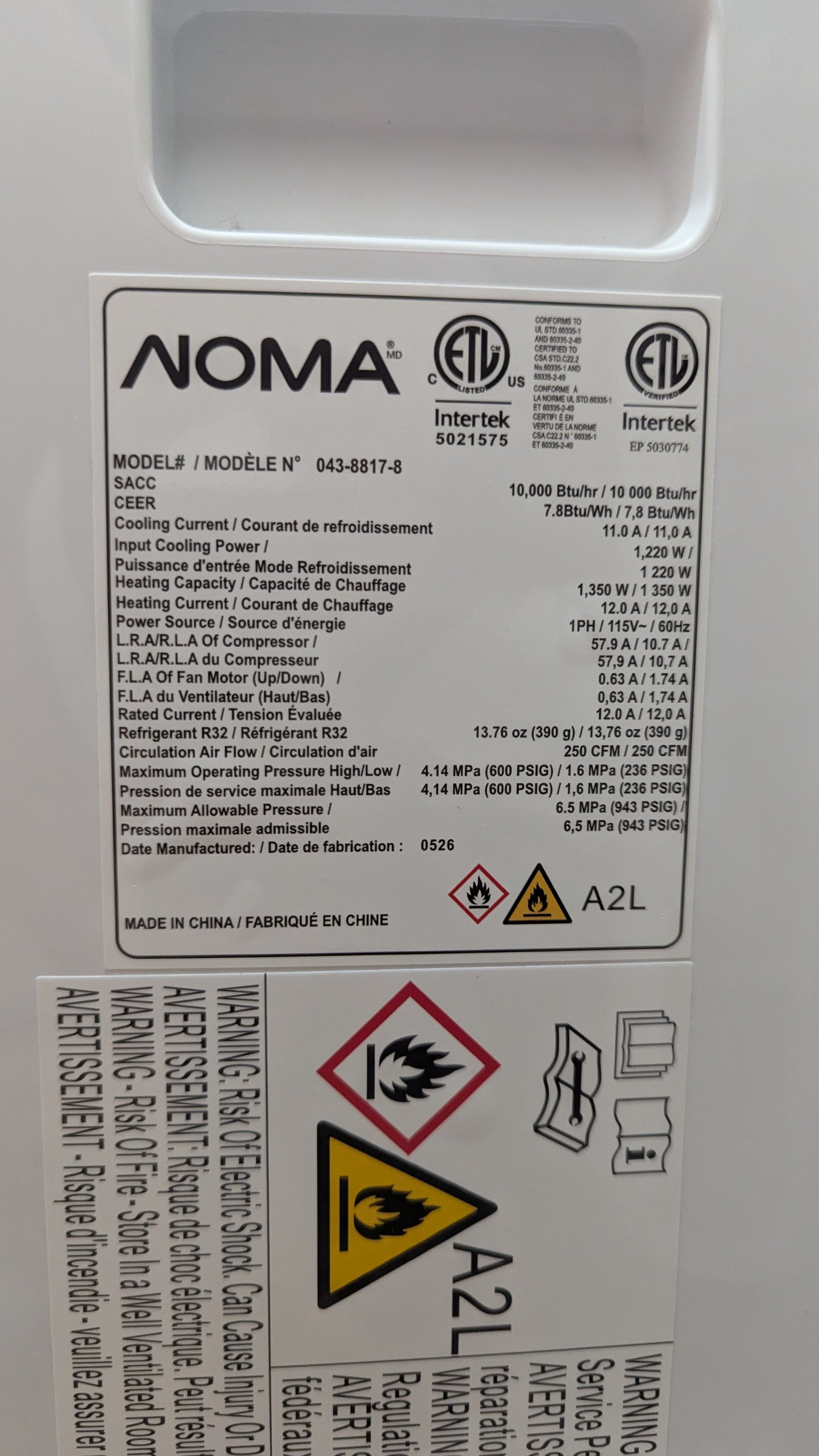 NOMA 10,000 BTU 4-in-1 Portable Air Conditioner AC & HEATER TOO - photo 3