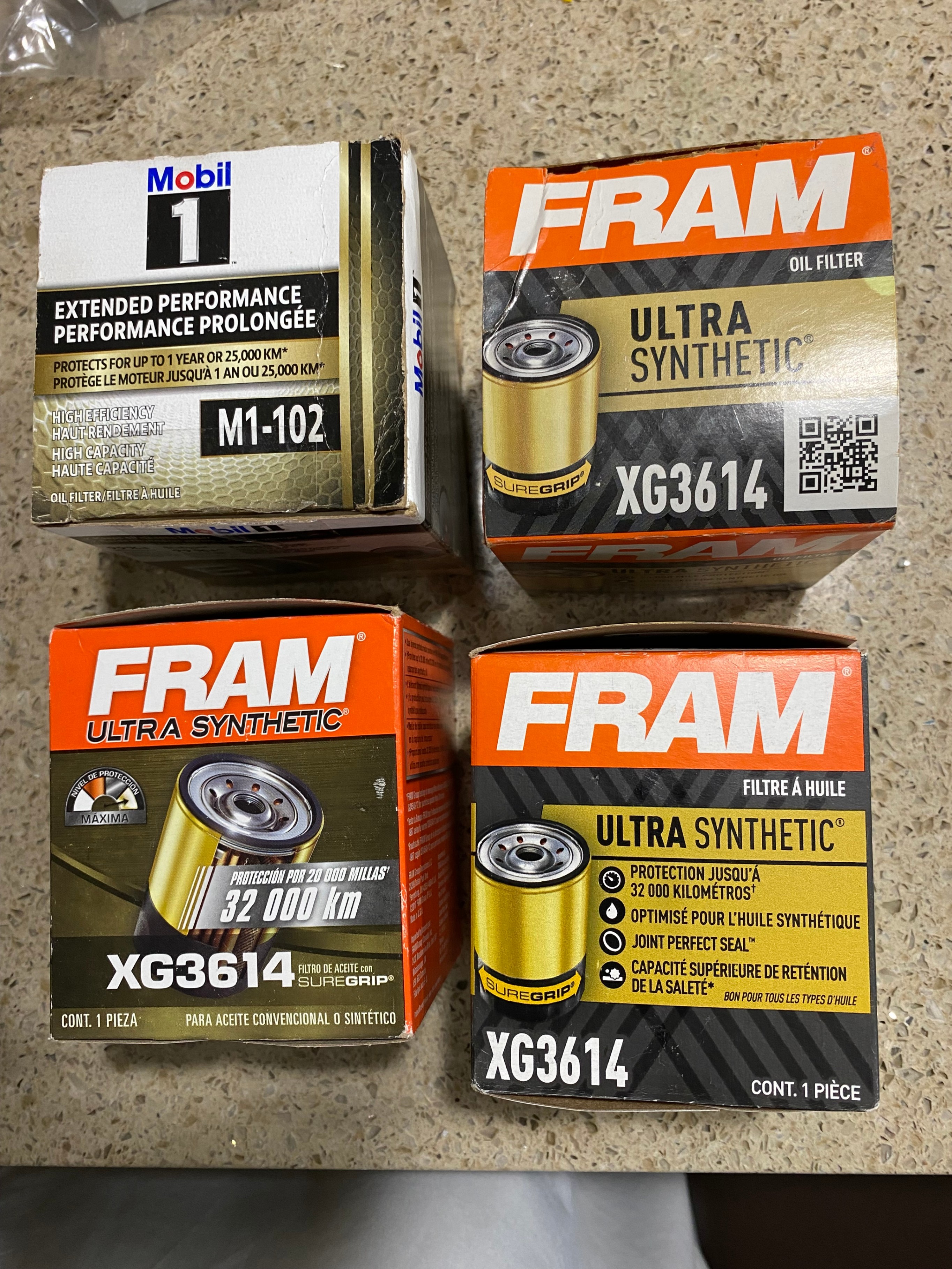 Oil Filter –FRAM XG3614 & Mobil M1-102– Synthetic Oil Filter–$11