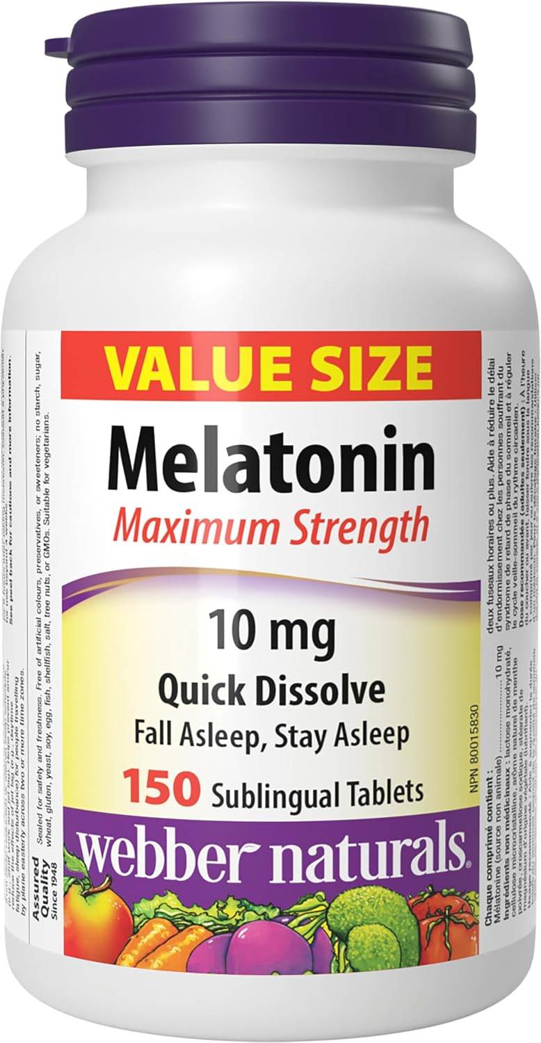 Webber Naturals Melatonin 10mg – 142/150 Tablets – Exp May 2028