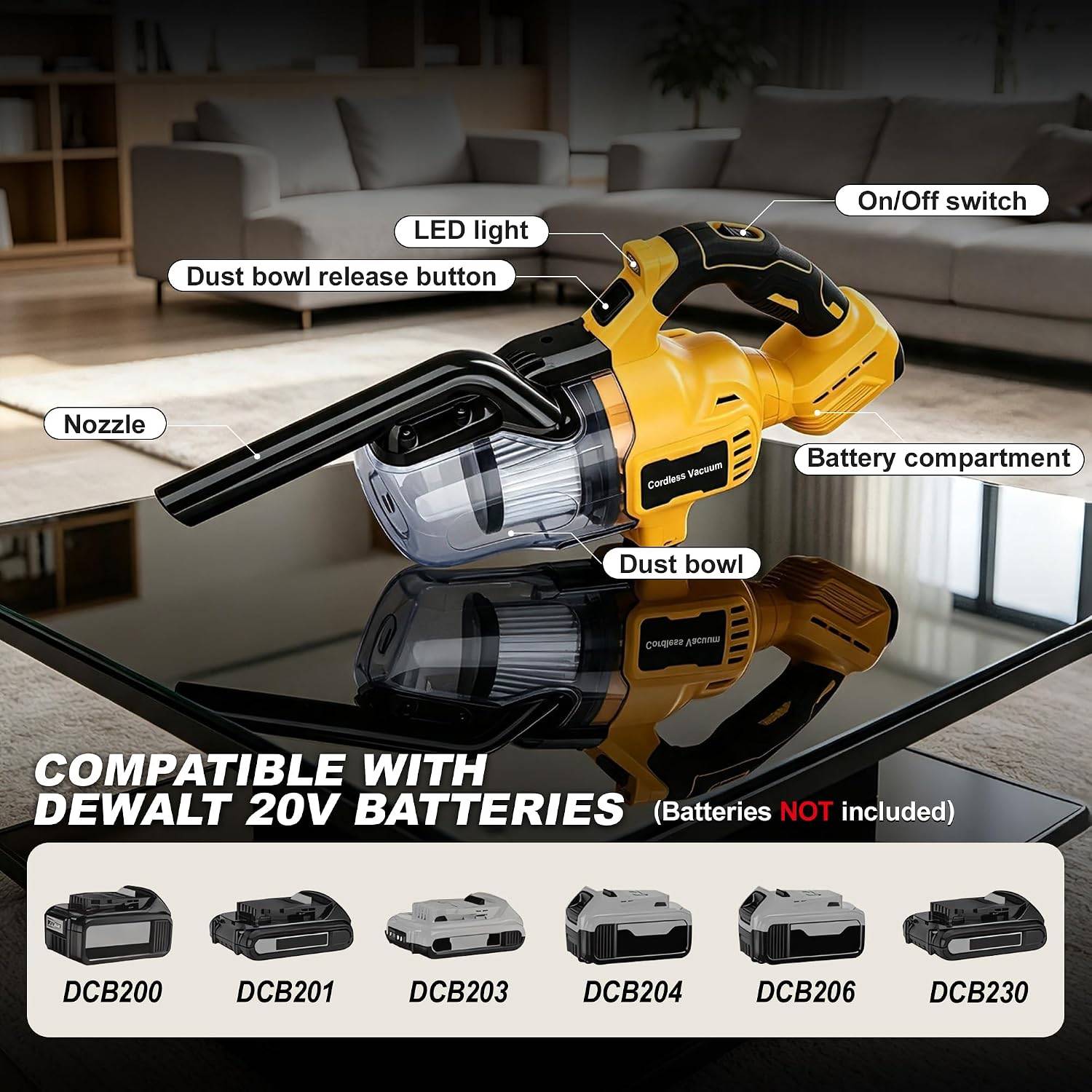 Cordless Vacuum Compatible with Dewalt 20V Battery - photo 5