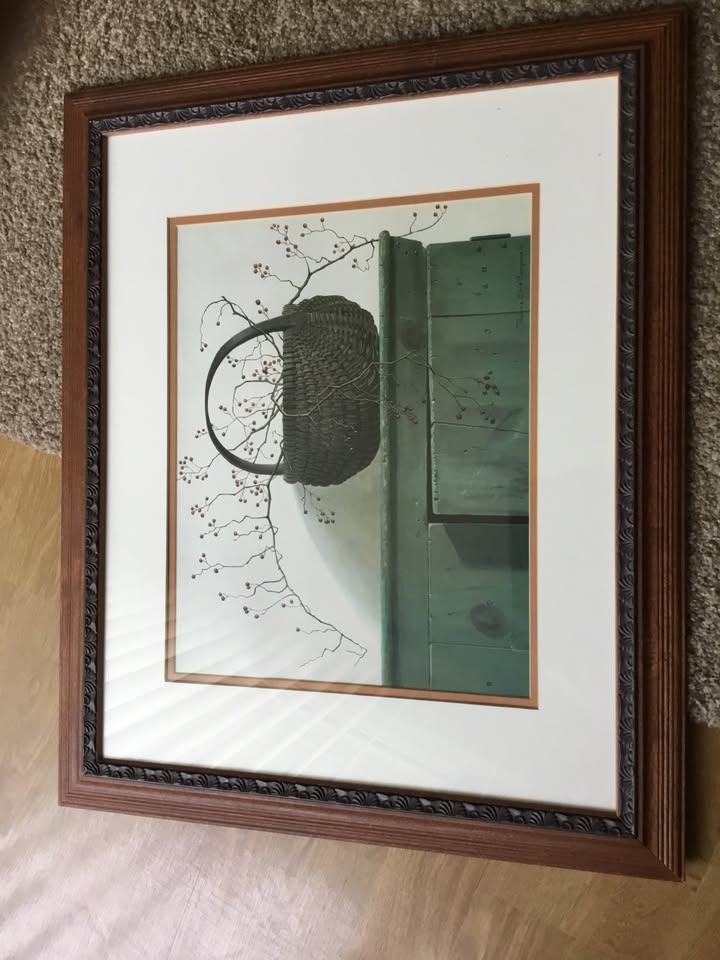 Framed Print of Basket and Green Shutters