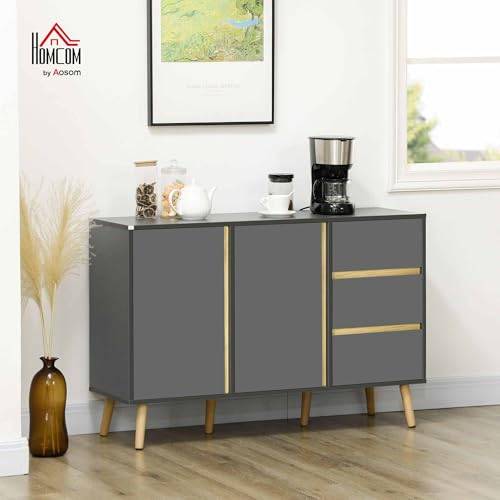 HOMCOM Sideboard Buffet Cabinet - Dark Grey, 3 Drawers 2 Doors - photo 5