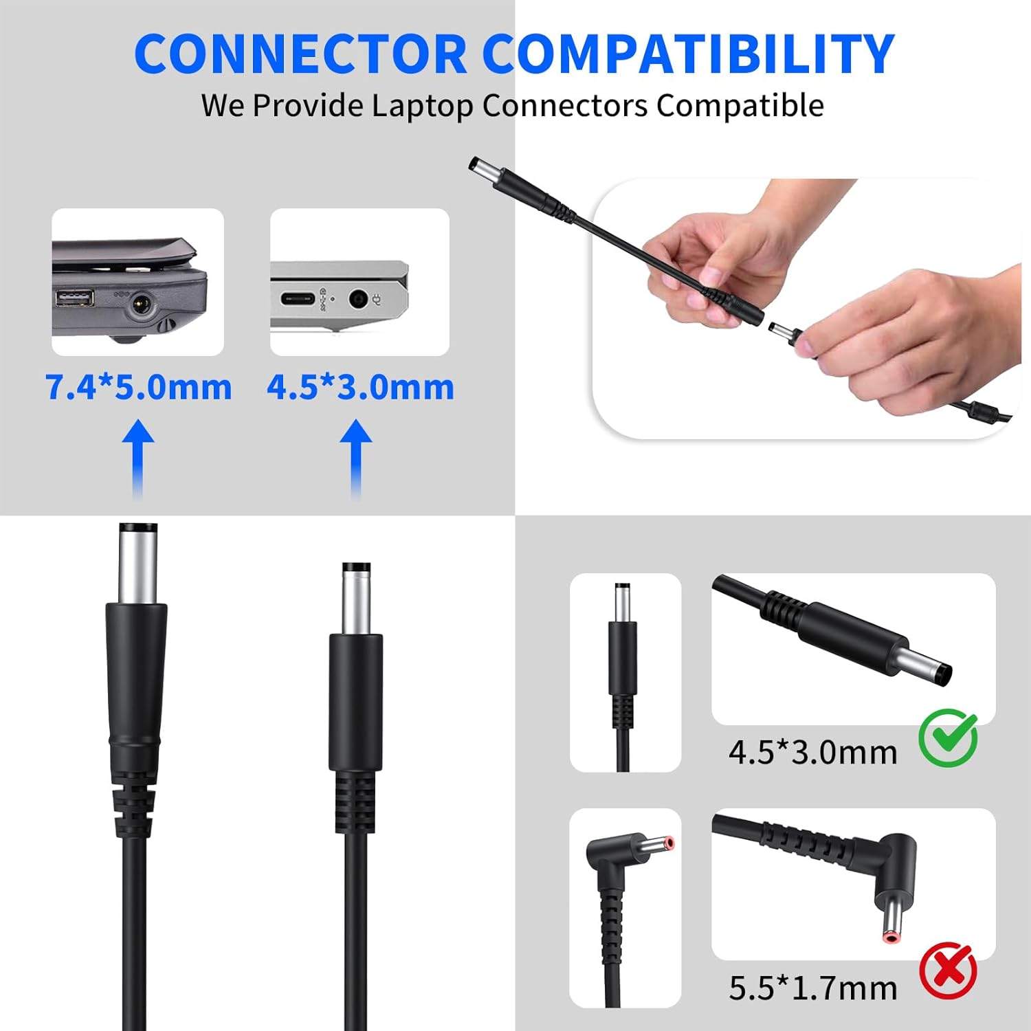 65W  Charger for Dell Dual Barrel Tips 19.5V 3.34A New Sealed - photo 3