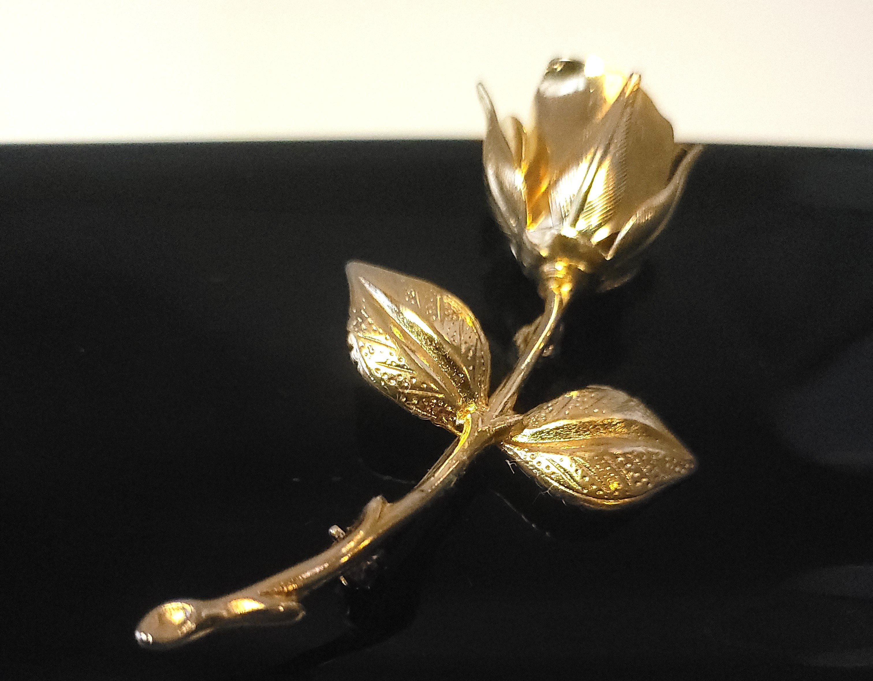 1960s Giovanni Gold Tone Rosebud Brooch Pin Long Stem Flower - photo 5