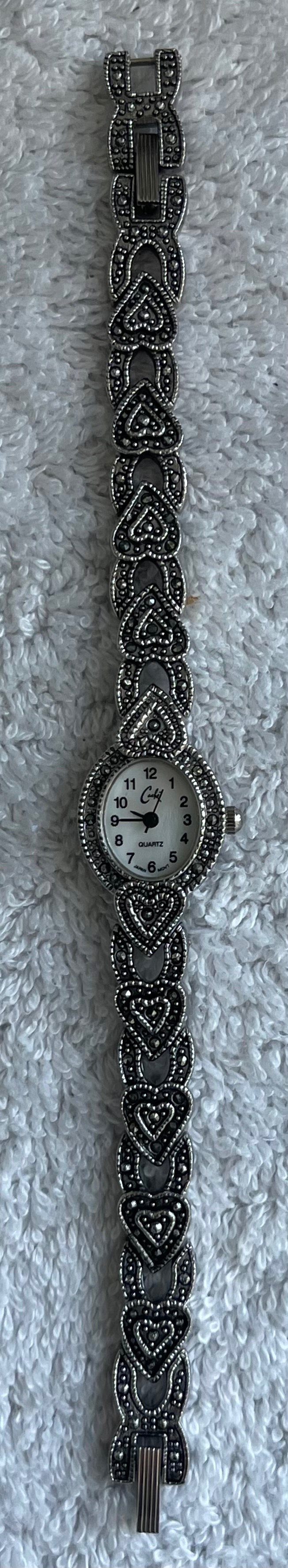 Vintage Caché Marcasite Heart MOP Watch (Needs Battery) - photo 3