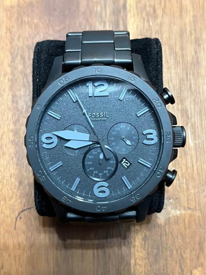 Fossil Nate Chronograph Black Stainless Steel Watch JR1401