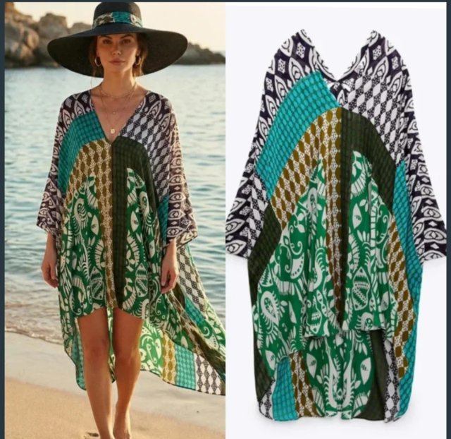 Zara Short Printed Kaftan Dress - photo 3