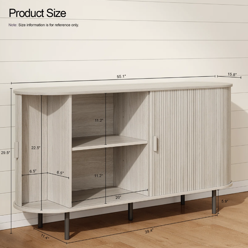 Curved Wood Buffet Cabinet with Slatted Doors - New in box - photo 2