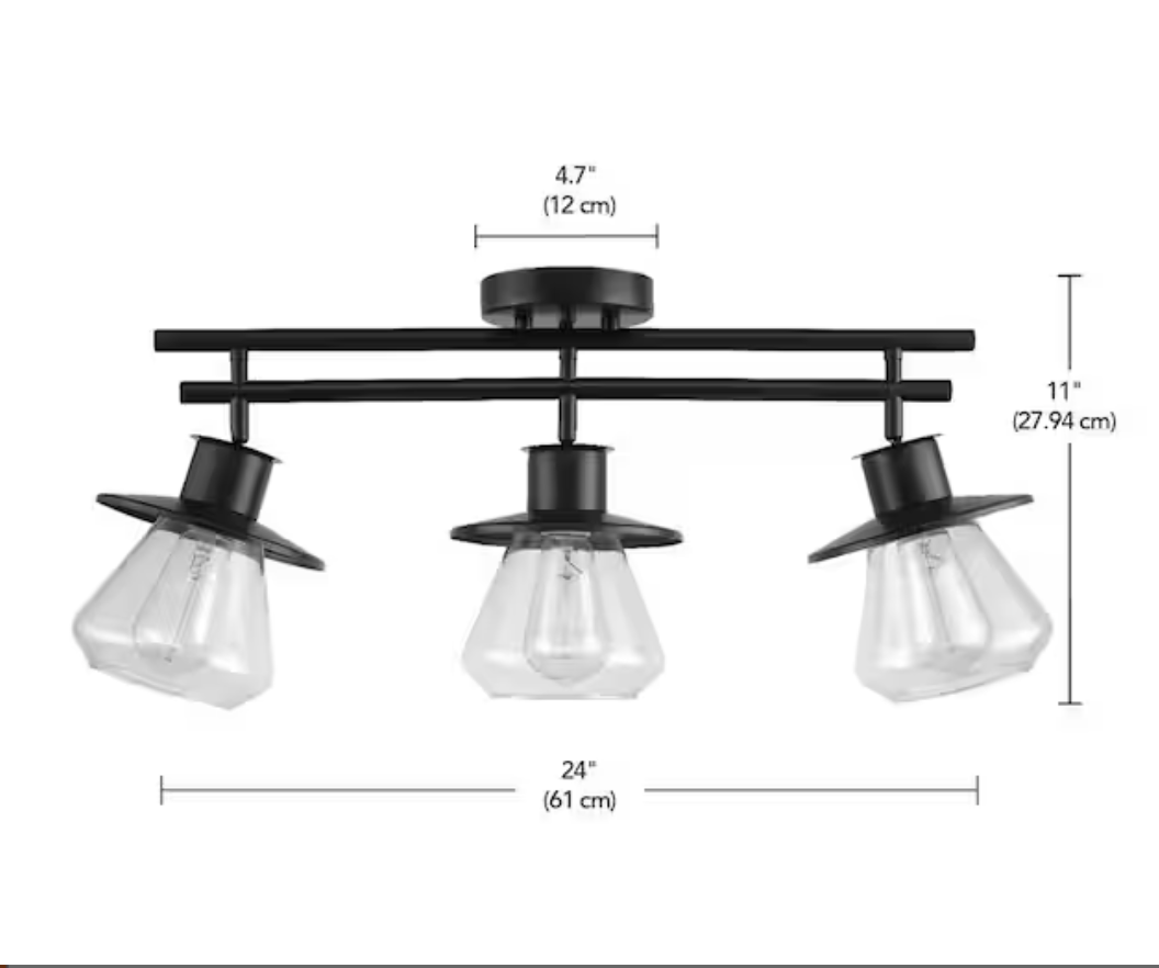 New 3-Light Black Modern Farmhouse Kitchen Track Ceiling Light - photo 3