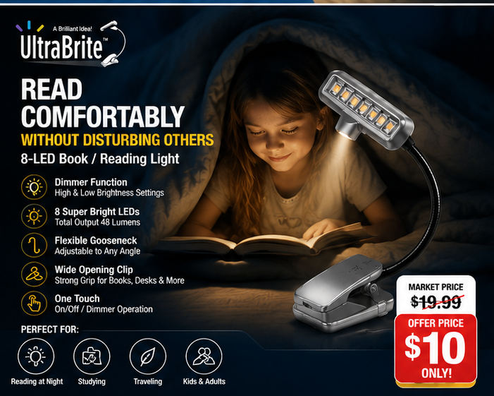 UltraBrite 8-LED Clip-On Reading Light | NEW | Only $10