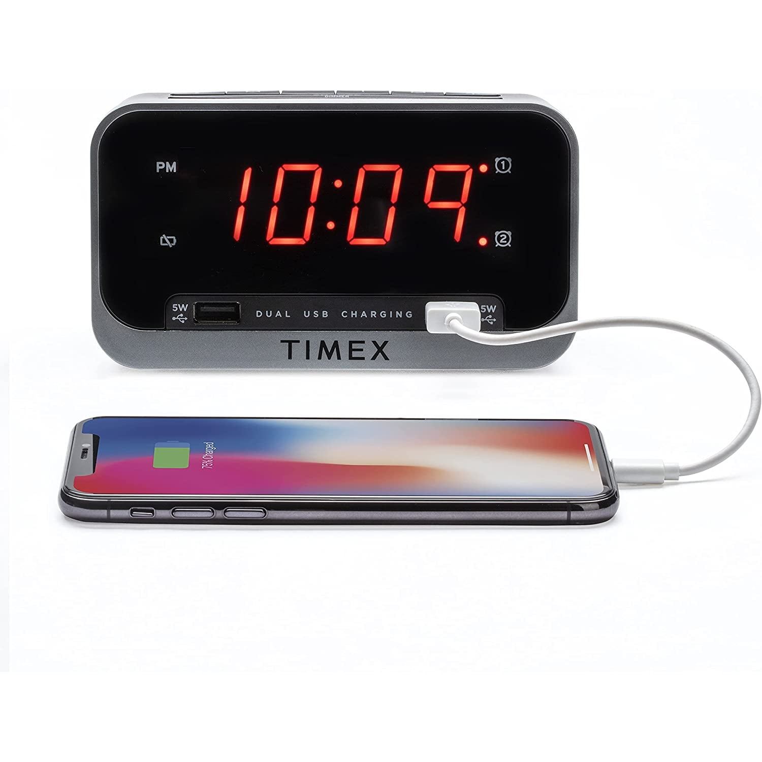 Timex Dual Alarm Clock - Dual USB Charging + Nightlight - photo 3