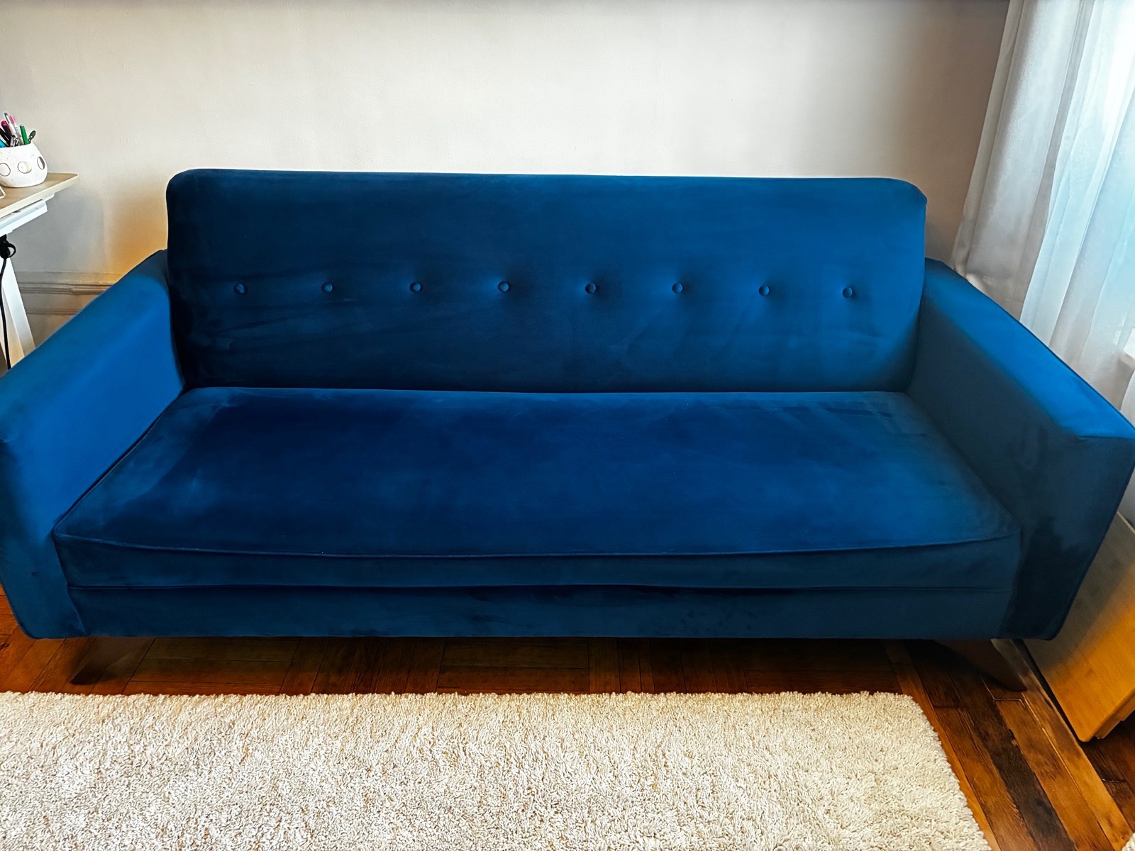 Joybird Roddy Blue Velvet Loveseat