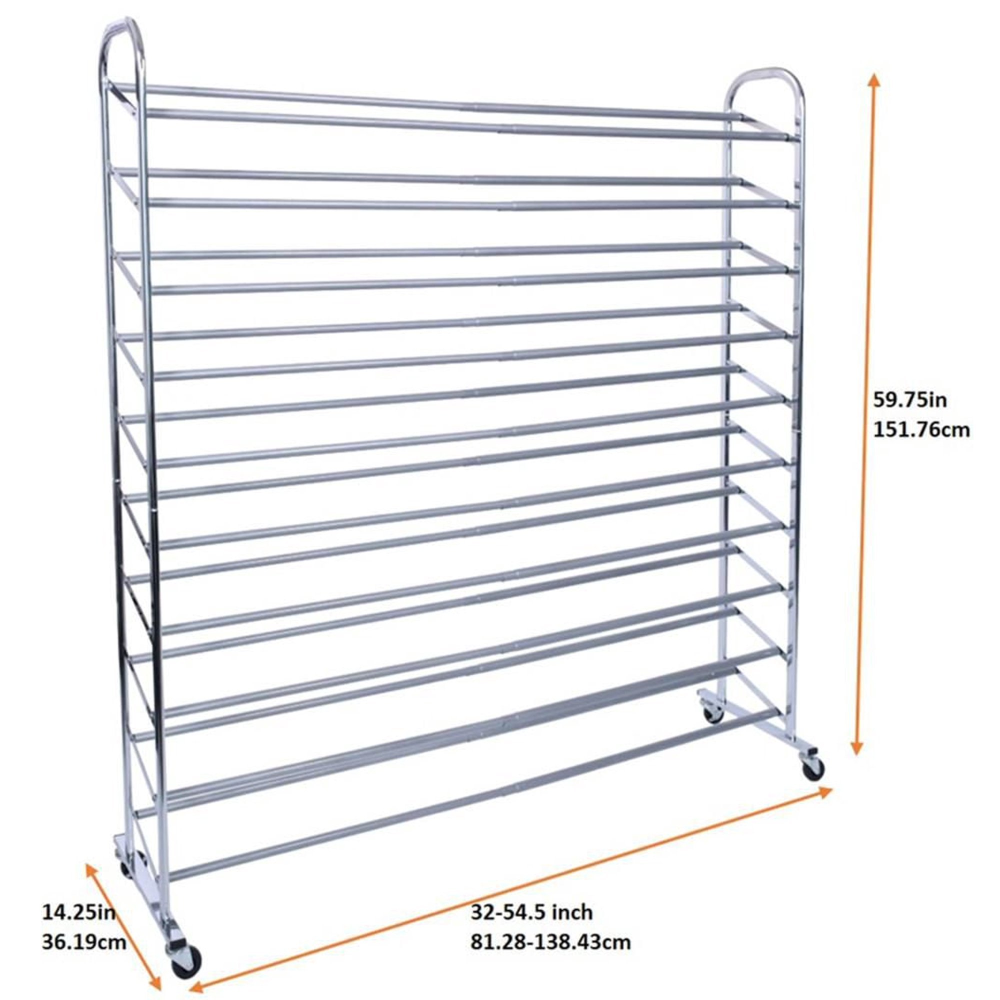 Tidyliving 10 Tier Metal Shoe Rack on Wheels - photo 2