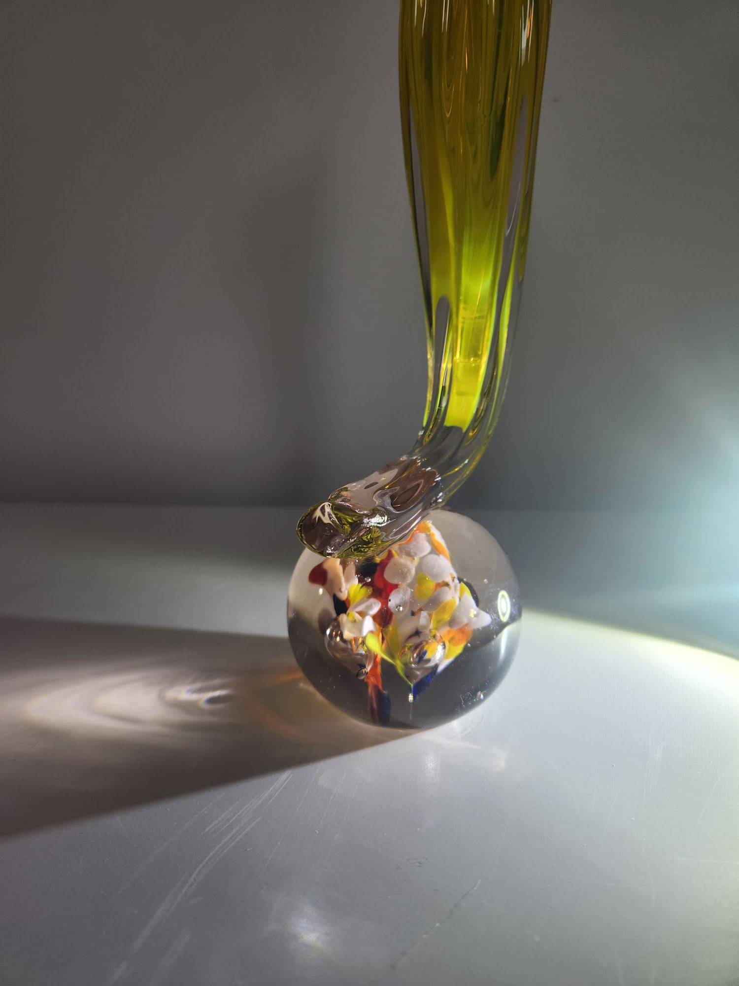 Vintage Art Glass Vase, Spiraling Abstract & Controlled Bubbles - photo 5
