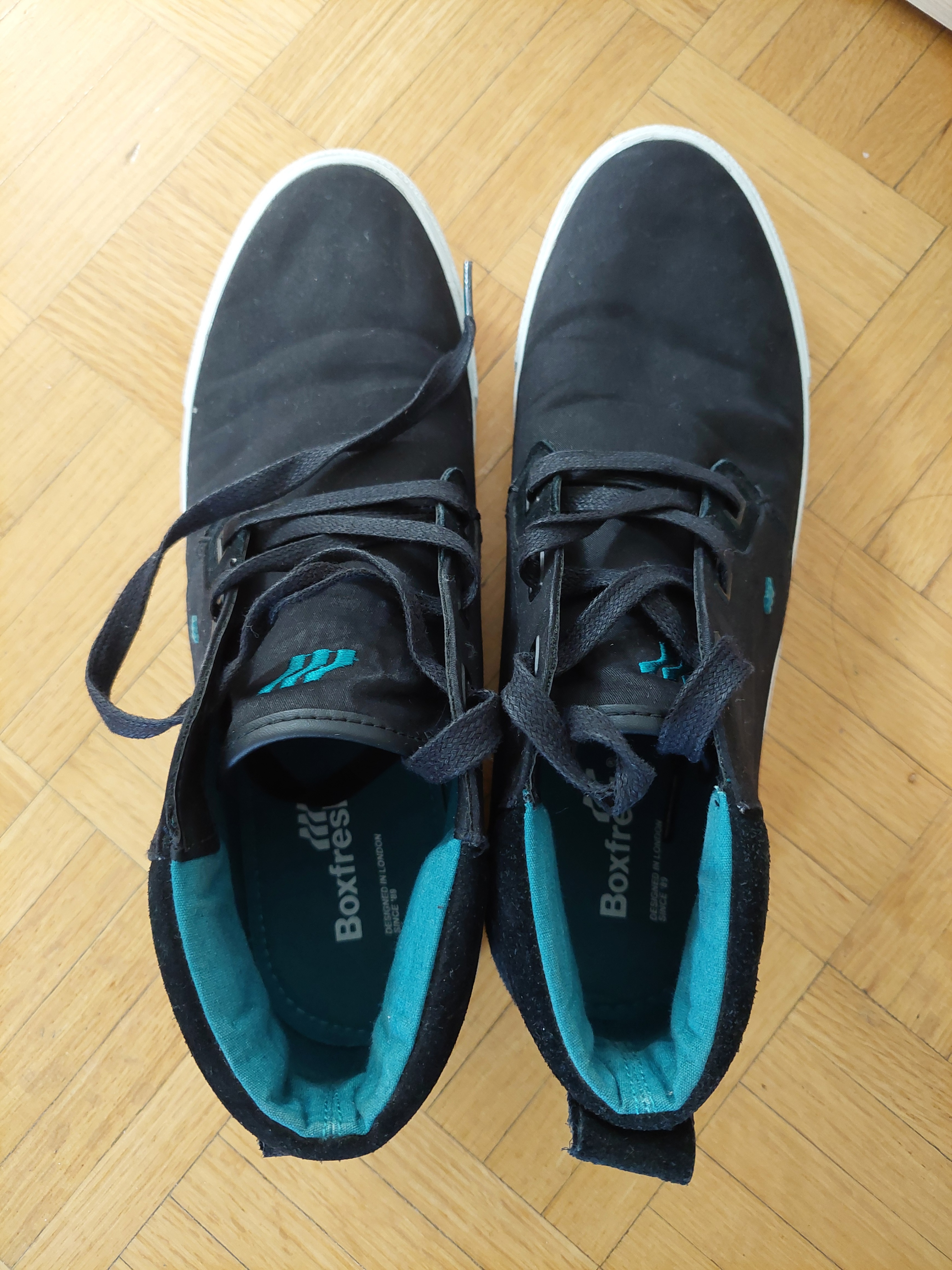 Men's Black Suede Sneakers Teal Boxfresh Mid-Top Stern BCH Shoes - photo 3