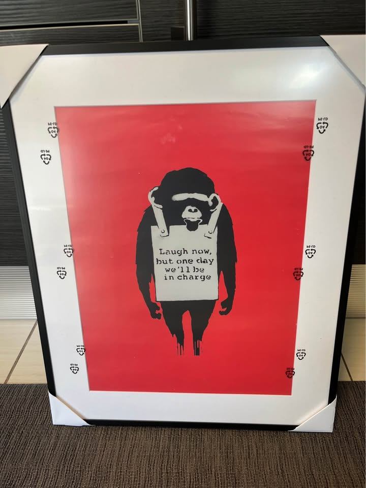 The Art of Banksy Without Limits Monkey Laugh Now Framed Print
